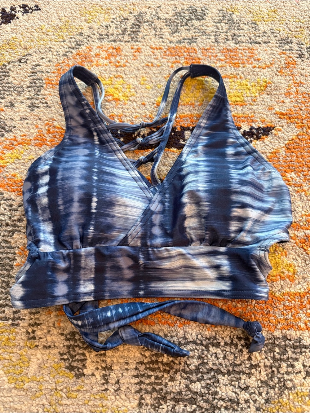 Prana Blue Tie-Dye Bikini Top